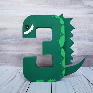 Dinosaur photo prop, dinosaur age birthday decor, paper mache number, age photo prop, boy birthday, dinosaur birthday,