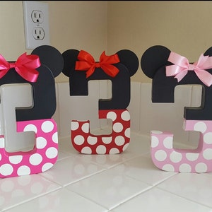 Minnie mouse inspired photo prop, minnie mouse birthday decoration, number photo prop, paper mache number, birthday number props, Photo prop image 4