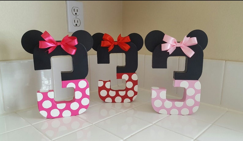 Minnie mouse inspired photo prop, minnie mouse birthday decoration, number photo prop, paper mache number, birthday number props, Photo prop image 4