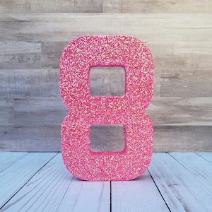 Paper mache age photo prop, Age photo prop, Age birthday decoration, paper mache numbers, glitter numbers, glitter birthday decorations