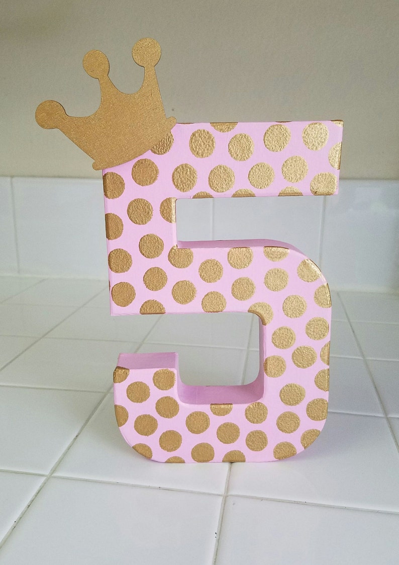 Paper mache number photo prop, Photo prop, Age photo prop, Age birthday decor, pink and gold birthday decor, 8 paper mache number, polkadot image 4