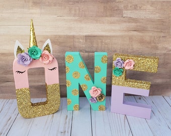 Paper mache age photo prop, Unicorn theme photo prop, Unicorn birthday, cake table decor, cake smash, child photo prop