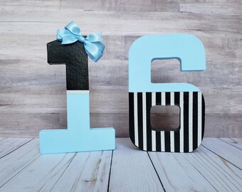 Blue Wooden Alphabet Number Decoration Letters Photography Props Decor Blue Wooden Alphabet Number Decoration Letters Photography Props Decor