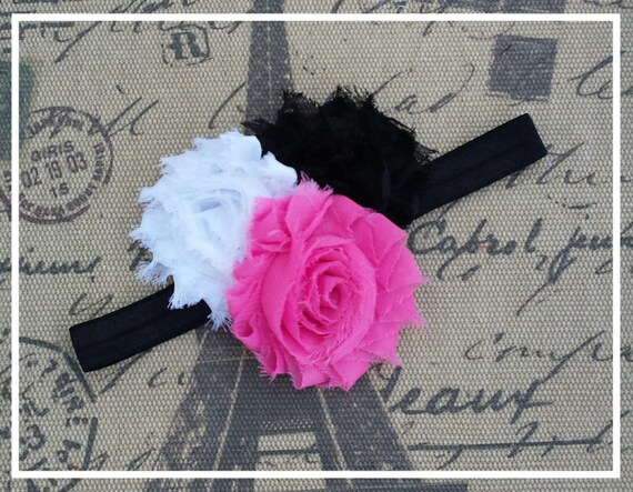 Shabby Chic Baby Headband, Flower Baby Headband, Newborn  display picture 2