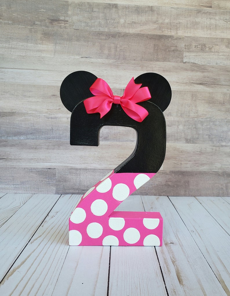 Minnie mouse inspired photo prop, minnie mouse birthday decoration, number photo prop, paper mache number, birthday number props, Photo prop image 1