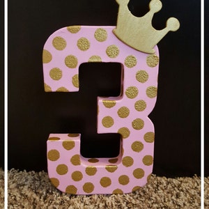 Paper mache number photo prop, Photo prop, Age photo prop, Age birthday decor, pink and gold birthday decor, 8 paper mache number, polkadot image 3