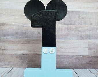 Baby Mickey mouse inspired photo prop, paper mache number,  age photo prop, photo props, first birthday decorations, baby boy, birthday