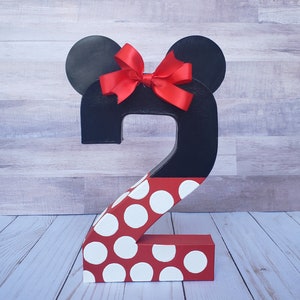 Minnie mouse inspired photo prop, minnie mouse birthday decoration, number photo prop, paper mache number, birthday number props, Photo prop image 2