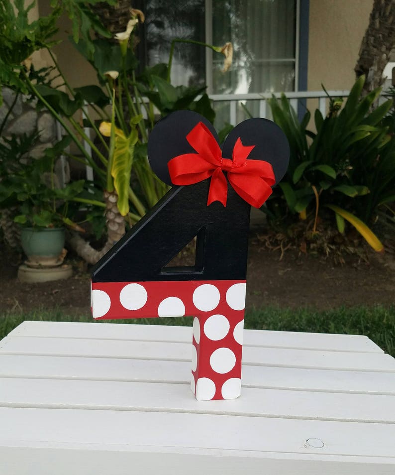 Minnie mouse inspired photo prop, minnie mouse birthday decoration, number photo prop, paper mache number, birthday number props, Photo prop image 8