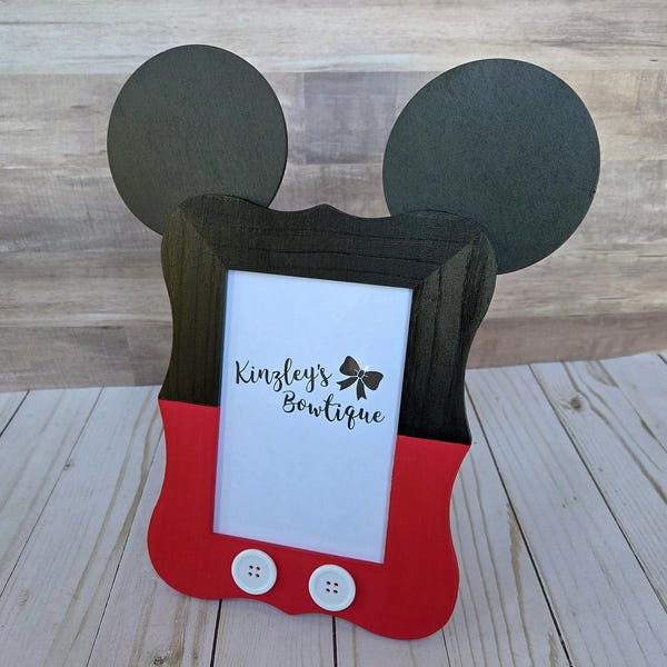 Mickey Mouse Inspired Wood Picture Frame, 5x7 photo frame, 4x6 picture frame, Birthday decor, Room decor, table decor, table centerpiece