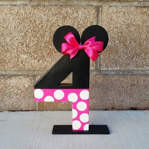 Minnie mouse inspired photo prop, minnie mouse birthday decoration, number photo prop, paper mache number, birthday number props, Photo prop image 7