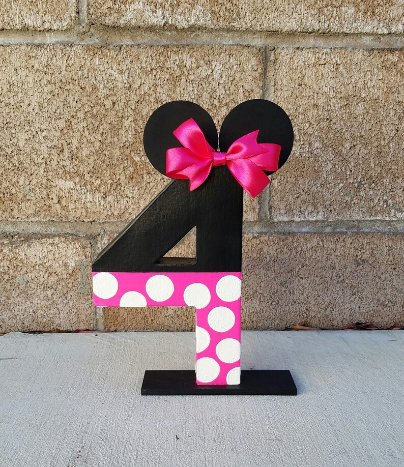 Minnie mouse inspired photo prop, minnie mouse birthday decoration, number photo prop, paper mache number, birthday number props, Photo prop image 7