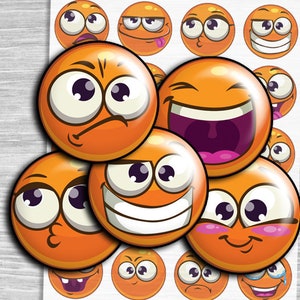 Smiles Digital Collage Sheet images round 1 inch Circles 1.5", 1.25", 30mm 25 mm Instant Download Bottlecaps images Digital collage td385