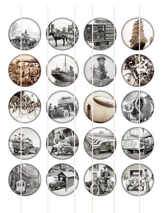 Old Car Tank Airship Train Tram Bicycle Digital Collage - Etsy