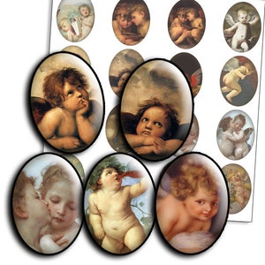 Angeli immagini Cherubini ovali - OV107 - 30 x 40 mm ovali - immagini stampabili ovali cabochon immagini pendenti, Instant download oval