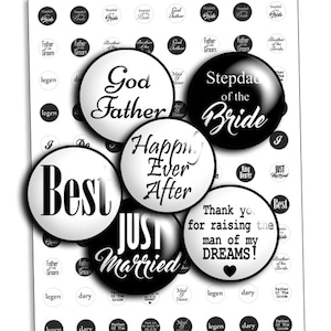 Ispirazione Parole Matrimonio Sposo Sposa Scarica Digital Collage Foglio Gemelli 20mm 18mm 16mm 12mm Pendenti Orecchino td422P