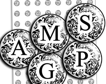 Alphabet Initial Digital Collage Sheet: 20mm 18mm 16mm 12mm (Instant Download)