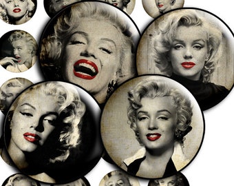 Marilyn Monroe Images: Circle Collage Sheet for Pendants (Digital Download)