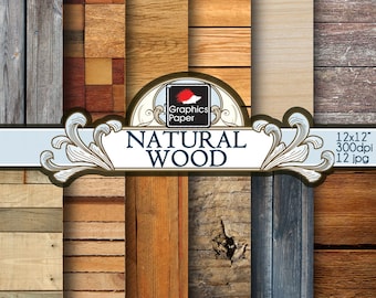 Rustic Wood Digital Paper: Scrapbook Texture Pack (12x12, 300 DPI) (Instant Download)