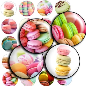 Macaroon Images Bottle Cap Collage Sheet: 25mm Circles (Digital Download)