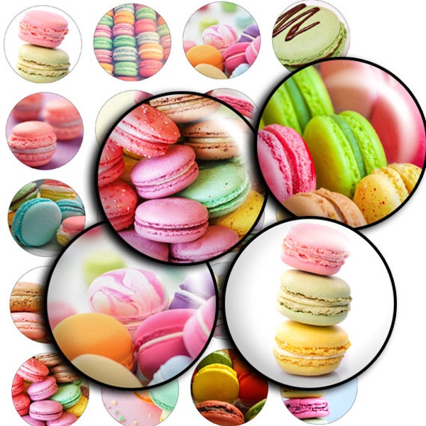 Macaroons images bottle caps digital collage sheet 25mm, 1.5", 1.25", 30mm, 1 inch Circles sweet images pendant download printable  td248