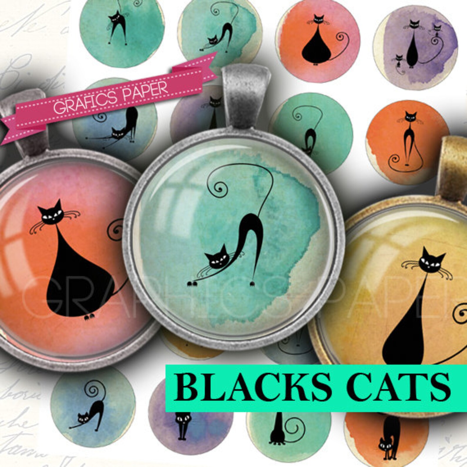 Cats Circles Images Printable Digital Collage Sheet Td240 - Etsy