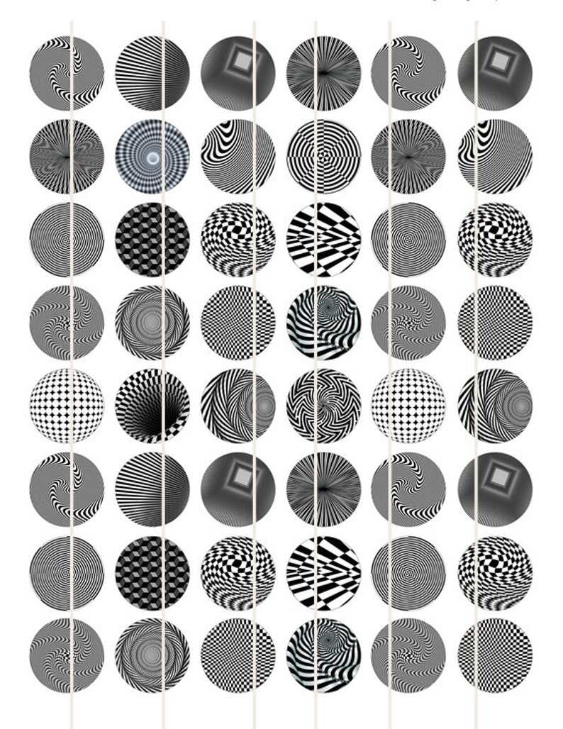 Optical images black and white 1 inch circles Printable Images bottlecaps images cabochon- td121 30mm digital collage sheet 1.5 1.25