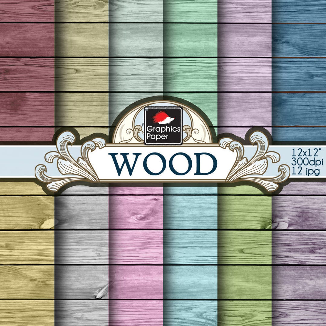 Rustic Wood Digital Paper: 12 Printable Scrapbook Patterns (instant ...