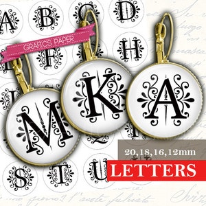 Descargar Hoja de Collage Digital Letras del alfabeto Inicial 20mm 18mm 16mm 12mm Círculo Bottlecaps imagen Pendiente Cufflink colgantes td420P