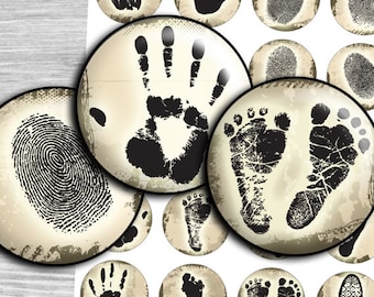 Fingerprints Collage Sheet: Round Cabochon Images (Digital Download)