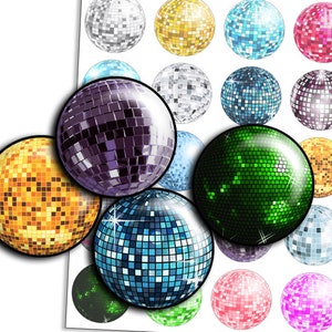 Disco music psychedelic Digital Collage Sheet - td172 - Circle 1inch, 25mm, 1.5", 1.25", 30mm Circle Bottlecap images Printable Download