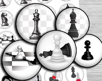 Chessboard Circle Images: Collage Sheet for Pendants (Digital Download)