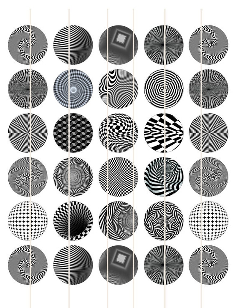 Optical images black and white 1 inch circles Printable Images bottlecaps images cabochon- td121 30mm digital collage sheet 1.5 1.25