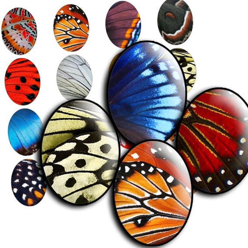 Butterfly Wings Patterns Digital Collage Sheet Ovals OV56 | Etsy