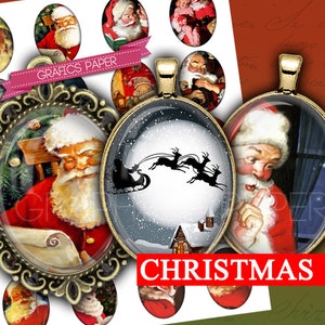 Printable images Christmas, Santa Claus 30 x 40 mm ovals Printable images ovals Bottlecaps, images pendants, Download Oval, Cabochon  OV258