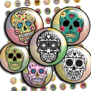Skulls earrings images Cufflink Digital Collage Sheet circles - td151P - 20mm 18mm 16mm 14mm 12mm 10mm Instant Download round Image pendants