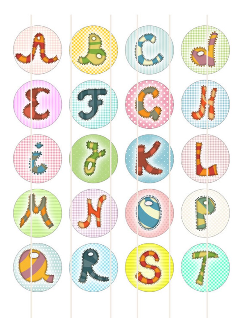 30mm Alphabet letters 1 inch Circle Images Printable cabochon download td371 1.25 Initial digital collage sheet 1 inch sheet 1.5