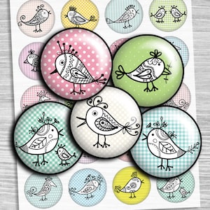 Birds images circles digital collage sheet - td431 - 1.5&quot;, 1.25&quot;, 30mm, 1 inch - Printable Images  cabochon Buttons Pendants Bottlecaps