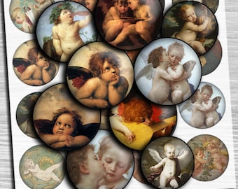 Angels Collage Sheet Children - digital download - td107 - 1.5", 1.25", 30mm, 1 inch Images for Glass & Resin Pendants Cameo, Cabochon ring