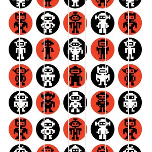 8-bit Characters, Digital Collage Sheet 1.5", 1.25", 30mm, 1 Inch ...