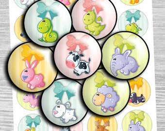 Animal digital collage sheet - td72 - 1.5", 1.25", 30mm, 1 inch - cartoons  circle Images Instant download Pendants cabochon images necklace