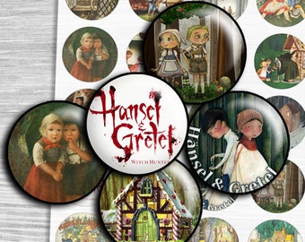Hansel & Gretel Digital Collage Sheet: Round Images for Pendants (PDF)