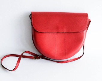 Bolso crossbody de cuero vintage, bolso vintage rojo, bolso crossbody pequeño, clutch 80s, 70s, 60s, bolso retro, bolso de noche de teatro, mini bolso