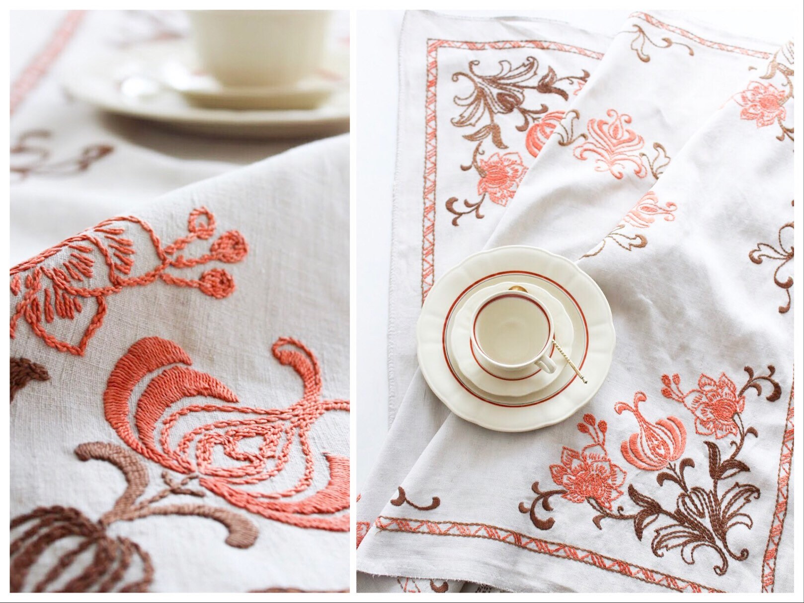 Vintage LINEN Tablecloth, Vintage Tablecloth, Embroidered