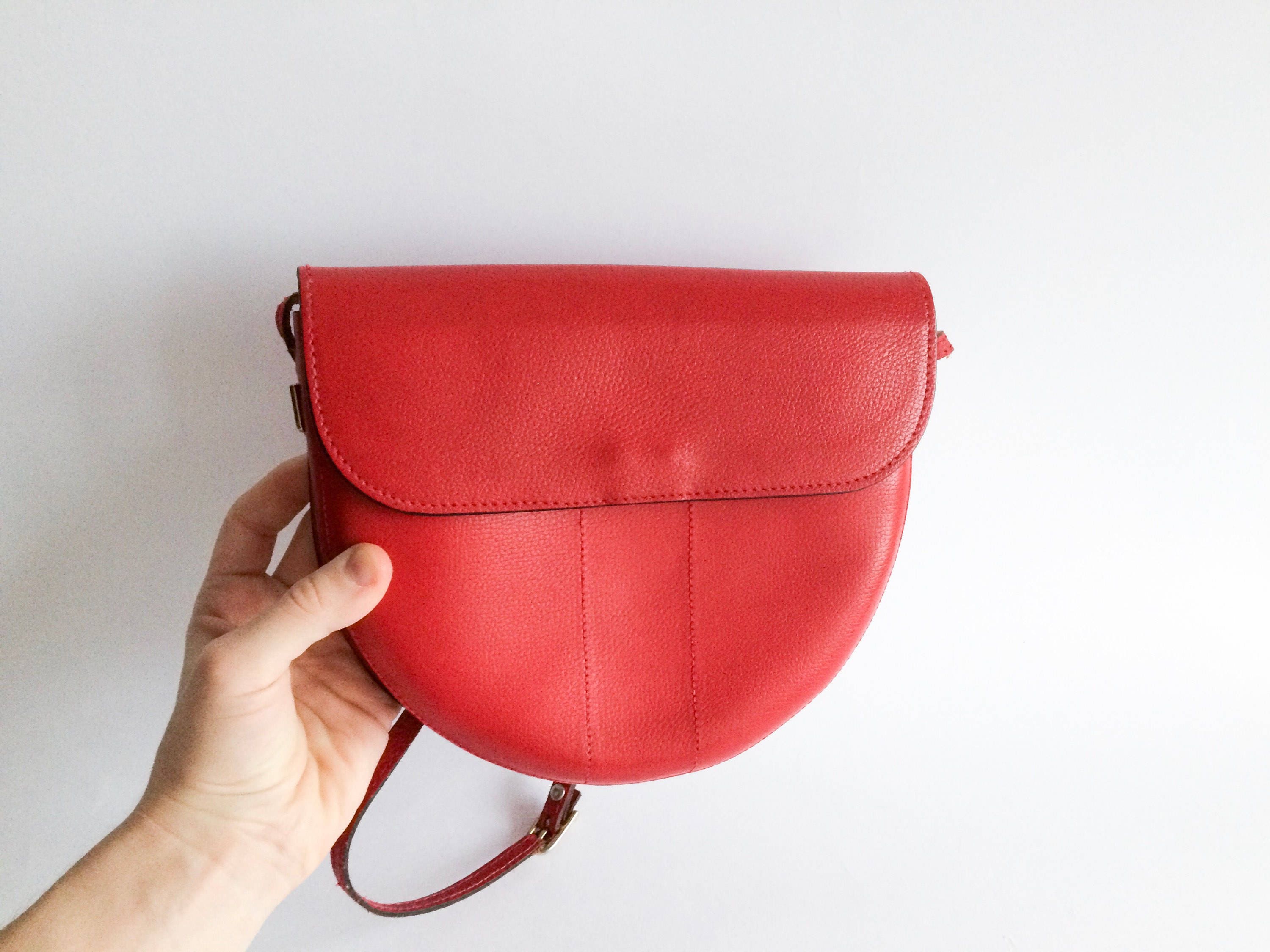 Vintage Leather Crossbody Bag Red Vintage Purse Little Etsy