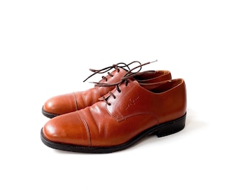 Zapatos vintage con cordones, zapatos de cuero vintage marrones de los años 80, tacones bajos planos hombres tamaño mujer Reino Unido x EE. UU. x UE x Botines Oxford 70s, botas 60s
