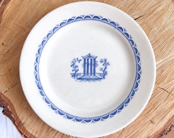 Arthur Percy Gefle PAVILJONG plato, plato antiguo, plato de loza de porcelana vintage, Suecia, plato azul y blanco, 1930s, 40s, 20s