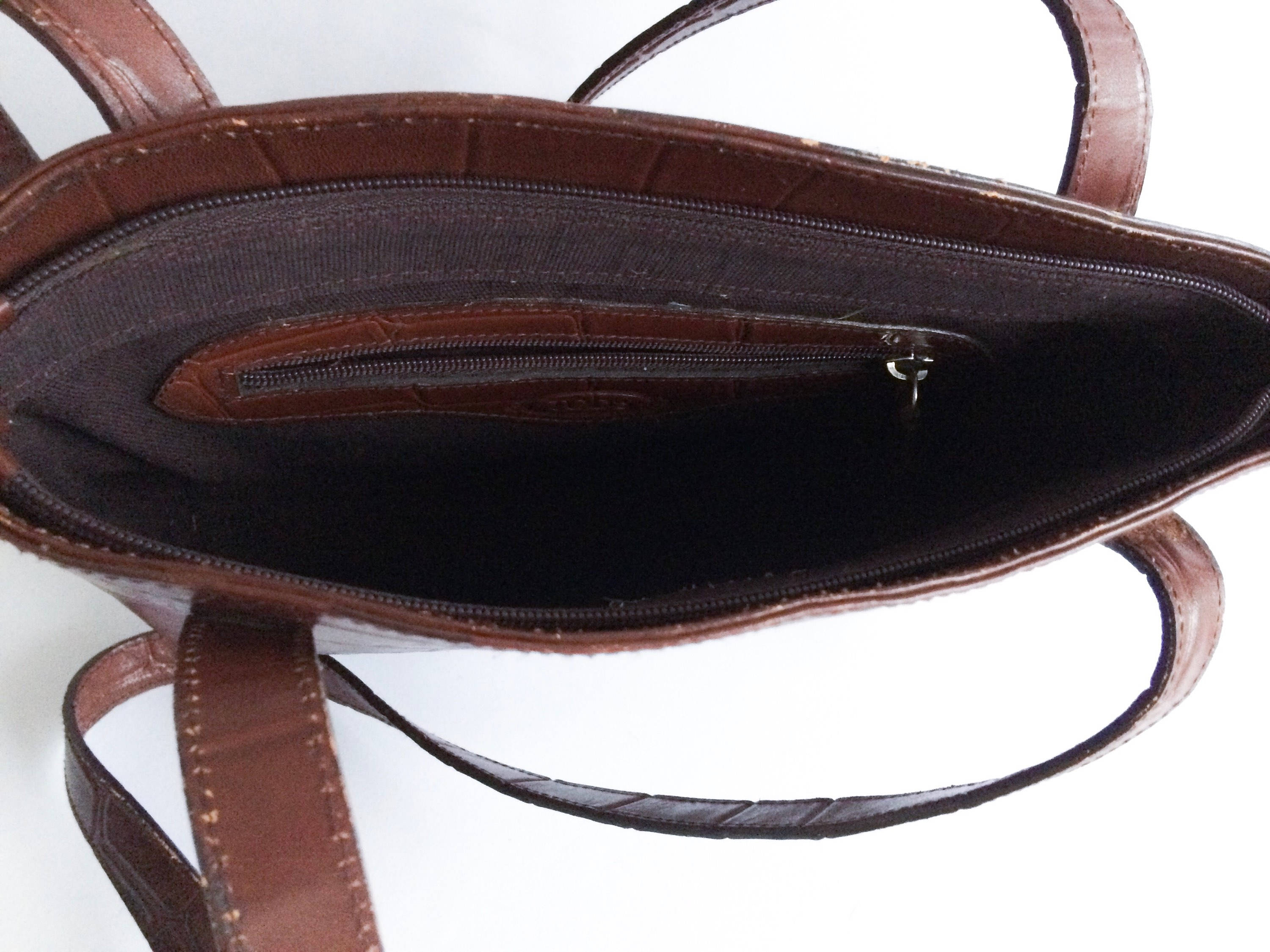 TOD'S Handbag, Vintage Leather Bag, Crocodile Embossed