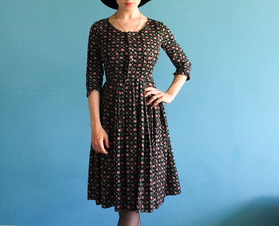 Vintage Tea Dress Pleated Dress 50s 