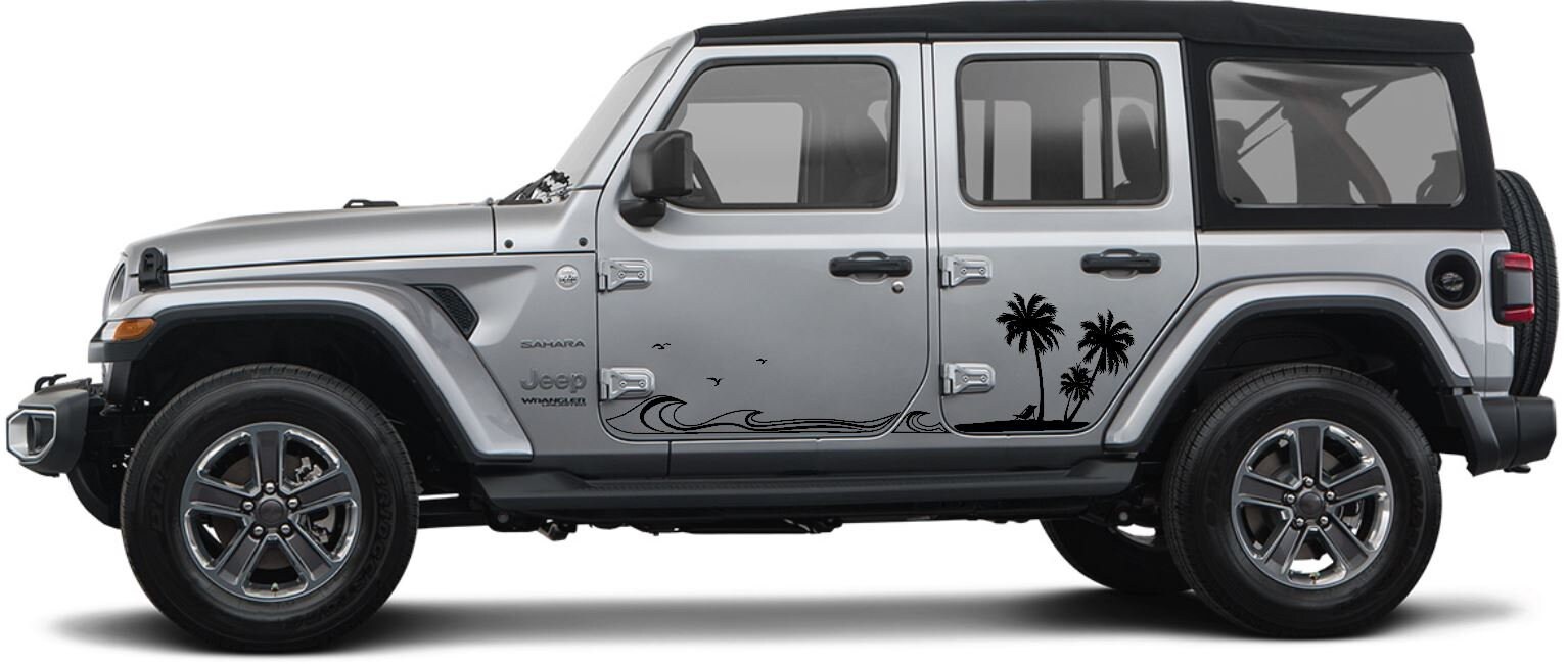Jeep Side Palm Tree Beach Wave DecalsHawaiian California Etsy